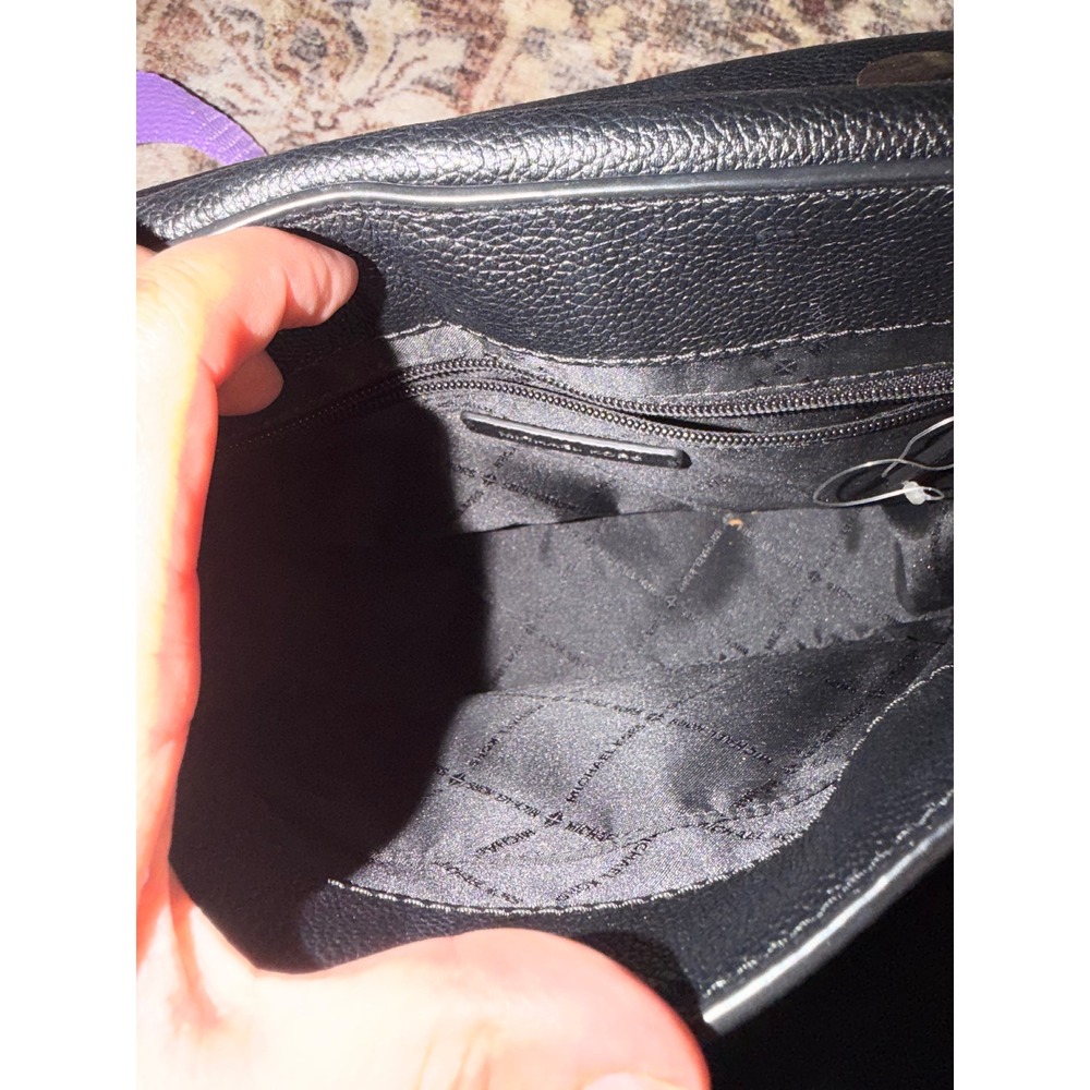 Michael Kors Ava Medium Black Leather Floral Applique Studded Satchel Crossbody - Picture 3 of 4